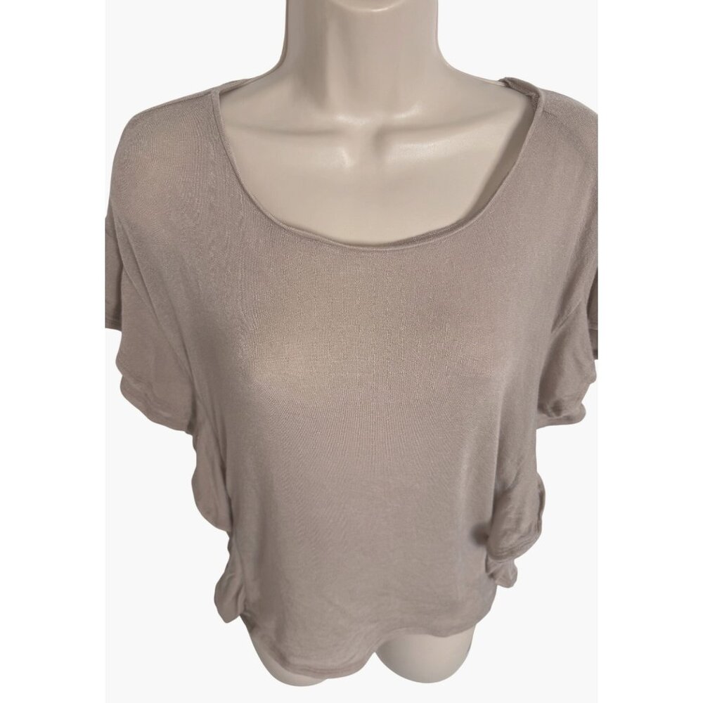 IRO Dalia Ruffle Pink Sand Size XS Oversized Semi Sheer $294 Blouse - Picture 13 of 15